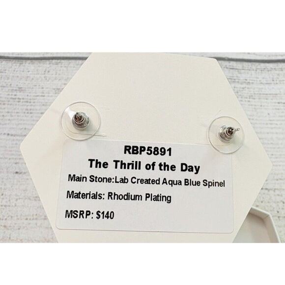 Bomb Party OG Earrings "The Thrill of the Day" RBP5891 Lab Aqua Blue Spinal RP - Picture 3 of 3